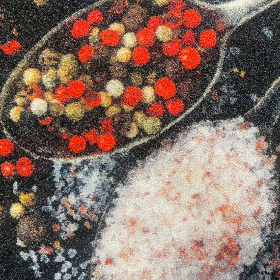 Waschbarer Küchenläufer Teppich mit Gewürzen in gelb rot
