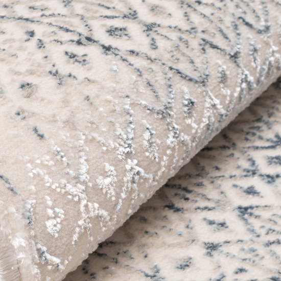 Eleganter Designer Teppich | glänzend | in blau-weiß