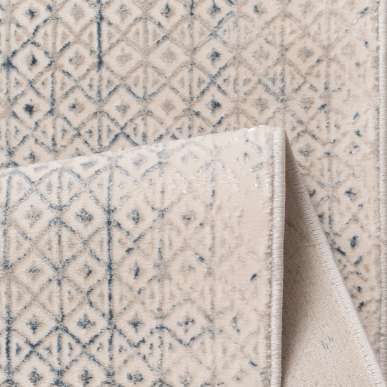 Eleganter Designer Teppich | glänzend | in blau-weiß