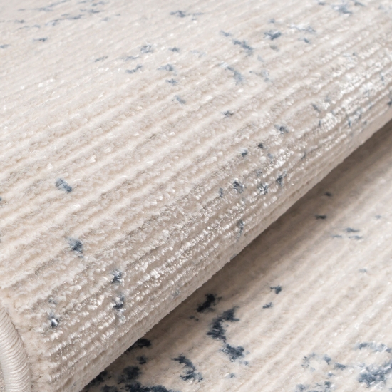 Glänzender Designer Teppich für das Wohnzimmer | blau-weiß