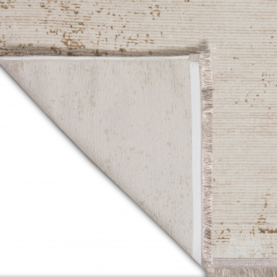 Glänzender Designer Teppich für das Wohnzimmer | gold-weiß