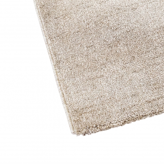 Moderner Kurzflor Teppich in Creme mit weicher Wolloptik fürs Wohnen