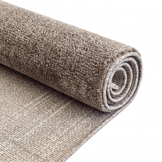 Preview: Kurzflor Teppich Taupe mit weicher Wolloptik für gemütliche Räume