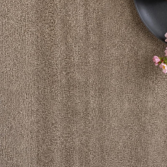 Preview: Kurzflor Teppich Taupe mit weicher Wolloptik für gemütliche Räume