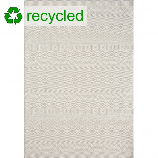 Hoch Tief Effekt Recycel Teppich • kleine Zig-Zag Kreuzchen Muster creme