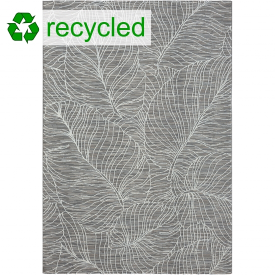 Moderner Recycel Teppich • angenehm weich • Blätterdesign in grau
