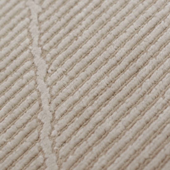 Klassischer Ribs Teppich • recycelt • weich • Rauten in beige