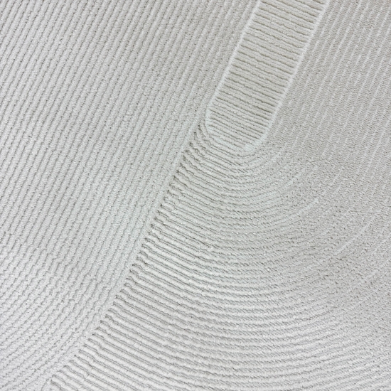 Recycle Wohnzimmerteppich Schlafzimmer mit modernen ovalen Formen liniert in beige