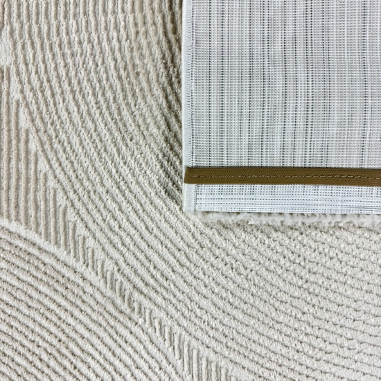 Recycle Wohnzimmerteppich Schlafzimmer mit modernen ovalen Formen liniert in beige