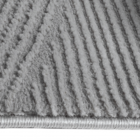 Recycle Teppich mit modernen ovalen Formen liniert in grau