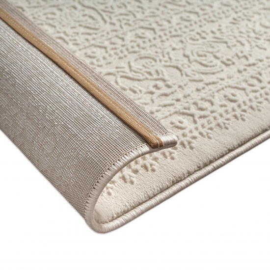 Recycling Teppich Creme Ornament Design wohnlich Wohnzimmer