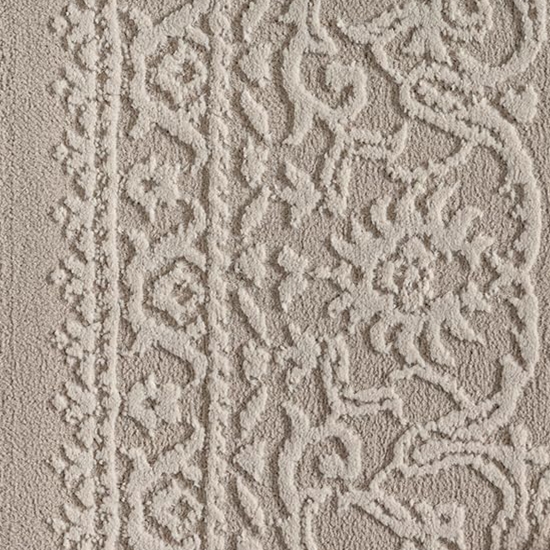 Preview: Recycling Teppich Taupe Ornament Design wohnlich Wohnzimmer