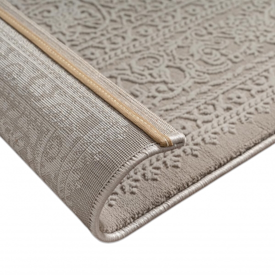 Recycling Teppich Taupe Ornament Design wohnlich Wohnzimmer
