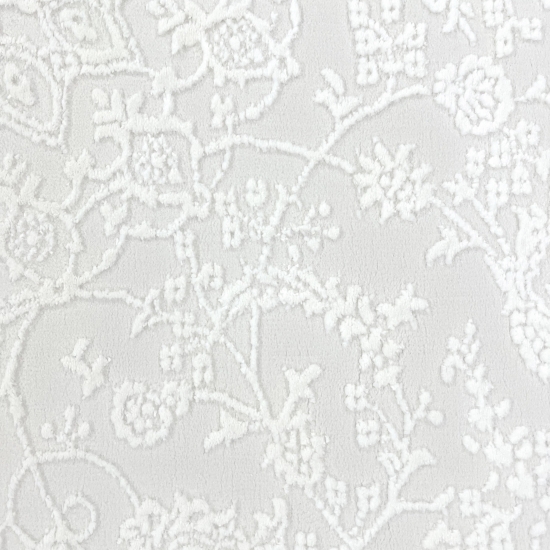 Eleganter Recycel Teppich mit Ornamentmuster zeitloses Design luxuriöse Optik pflegeleicht in Creme