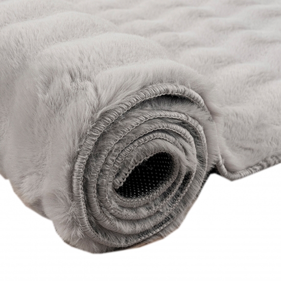 Teppich Wohnzimmerteppich flauschig antirutsch Höhen Effekt mit Bubbleform in grau
