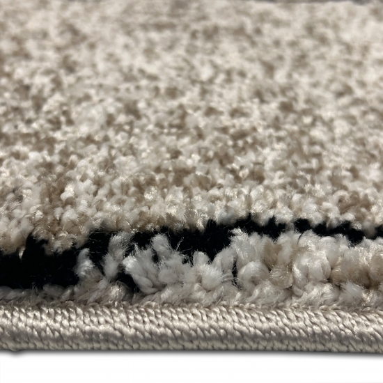 Moderner Teppich Beige Creme Linienmuster weich Wohnzimmer stilvoll