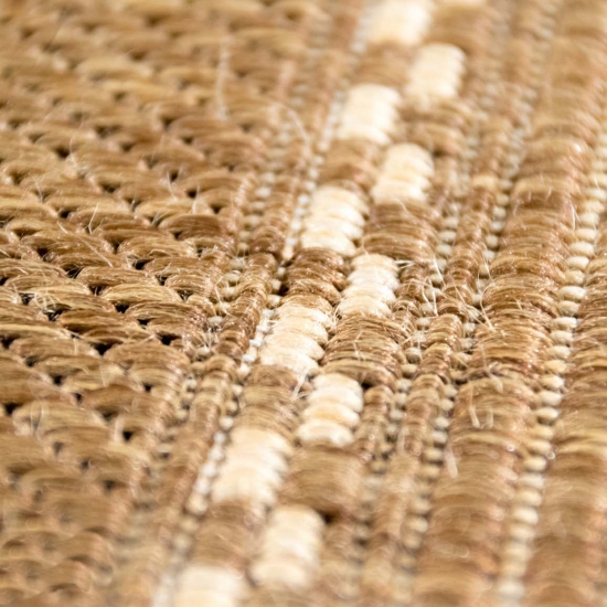 Teppich Sisal Optik Küchenteppich moderner Läufer Flachgewebe gestreift braun beige
