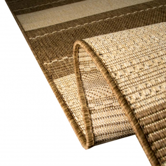 Teppich Sisal Optik Küchenteppich moderner Läufer Flachgewebe gestreift braun beige