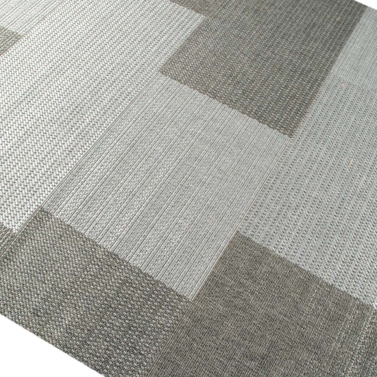 Teppich Modern Flachgewebe Kariert Sisal Optik Küchenteppich Küchenläufer Karo Design Grau
