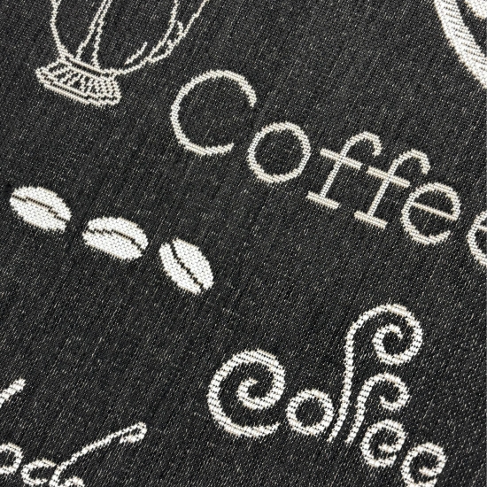 Küchenteppich Sisal moderner Küchenläufer flachgewebt Coffee Espresso Mocha Schwarz Weiss