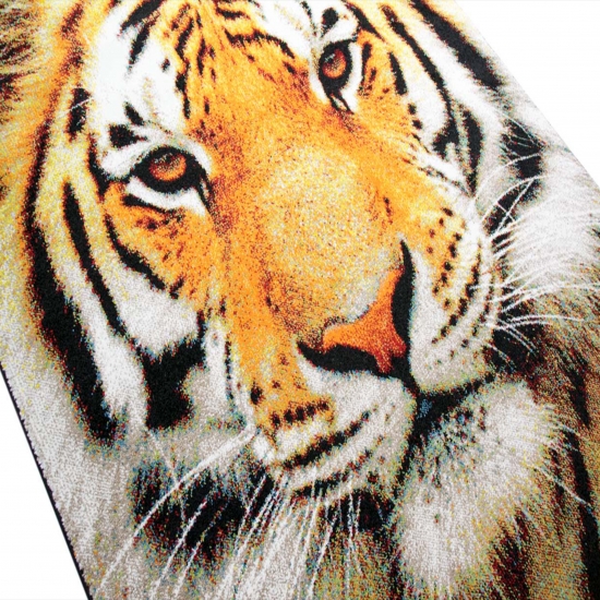 Preview: Moderner Teppich Tiger Motiv Orange Creme Schwarz für Wohnräume