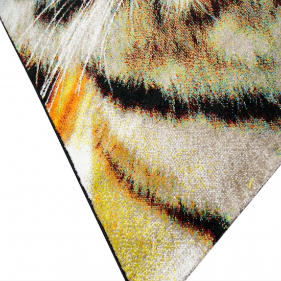 Preview: Moderner Teppich Tiger Motiv Orange Creme Schwarz für Wohnräume