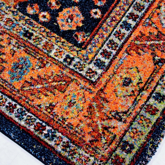 Modern and designer carpet oriental carpet living room carpet with classic oriental orange turquoise multicolored