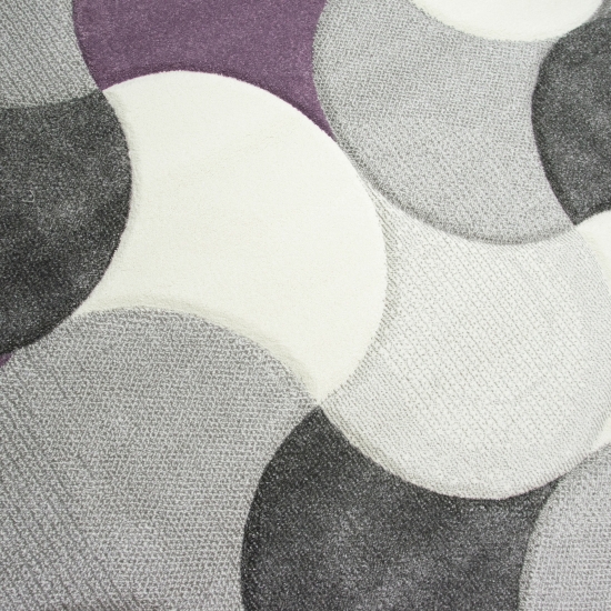 Designer und Moderner Teppich Kurzflor Tropfen Muster in Lila Grau Beige