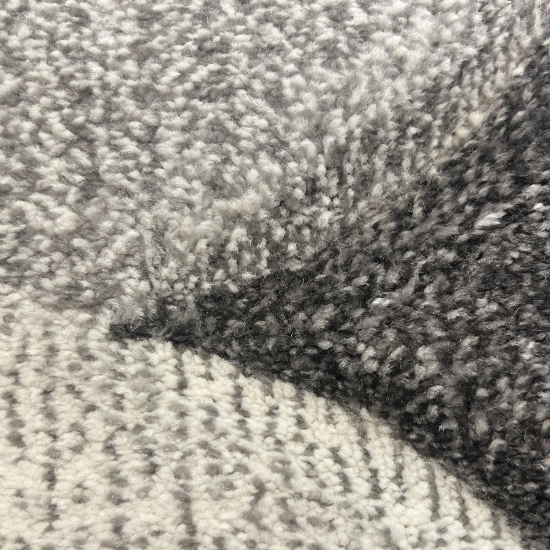 Preview: Moderner Teppichläufer grau creme mint mit Konturenschnitt