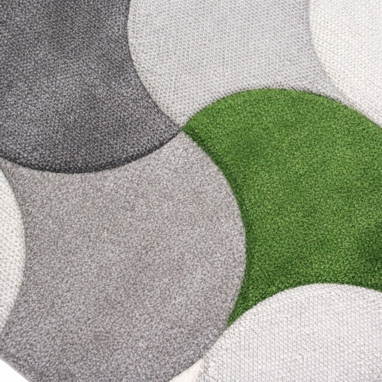 Preview: Moderner Teppich grau creme grün mit Konturenschnitt für Flur