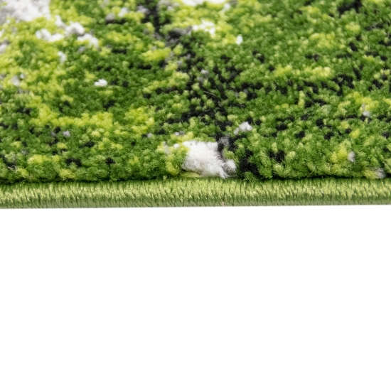 Designer und Moderner Teppich Kurzflor Wohnzimmer Teppich Wald in Grün Weiss