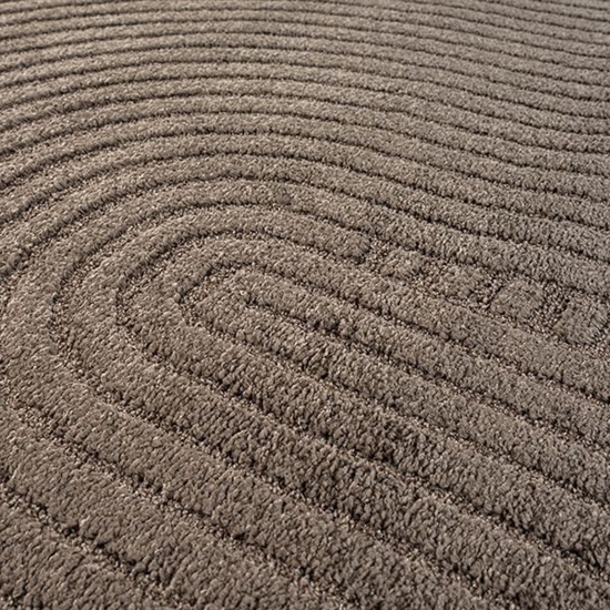 Preview: Moderner Teppich mit Bogenmuster Pflegeleicht und Stilvoll in Braun