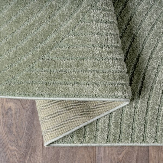 Preview: Teppich grün mit 3D-Linienmuster weich & wohnlich