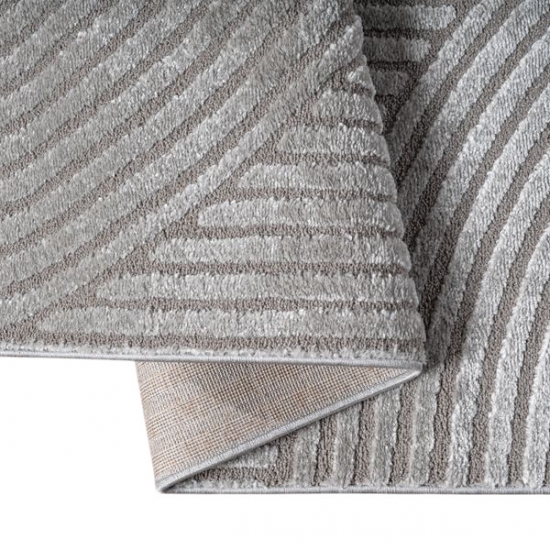 Preview: Teppich grau mit 3D-Linienmuster weich & elegant