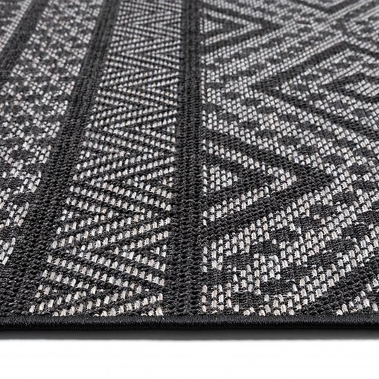 In- & Outdoorteppich in modernem Boho-Design und Geometrischen Mustern in Anthrazit Creme