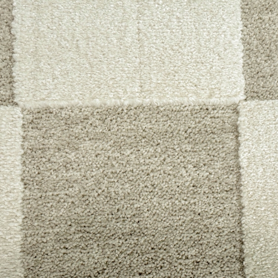 Preview: Teppich Pflegeleicht und Strapazierfähig mit Karomuster in Creme Beige