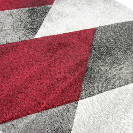 Preview: Teppich modern Teppich Wohnzimmer abstrakt geometrisches Muster in rot grau Preview: Teppich modern Teppich Wohnzimmer abstrakt geometrisches Muster in rot grau