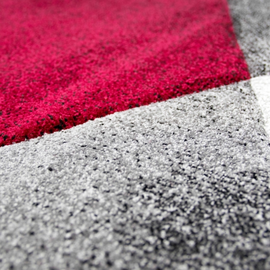Preview: Teppich modern Teppich Wohnzimmer abstrakt geometrisches Muster in rot grau Preview: Teppich modern Teppich Wohnzimmer abstrakt geometrisches Muster in rot grau
