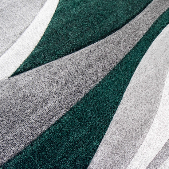 Teppich modern Teppich Wohnzimmer mit Streifen in grau grün
