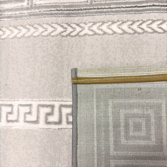 Teppich grau silber Bordüre Design pflegeleicht strapazierfähig Wohnzimmer