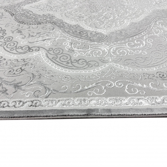 Orient Teppich mit Verzierungen Hoch-Tief Effekt grau beige