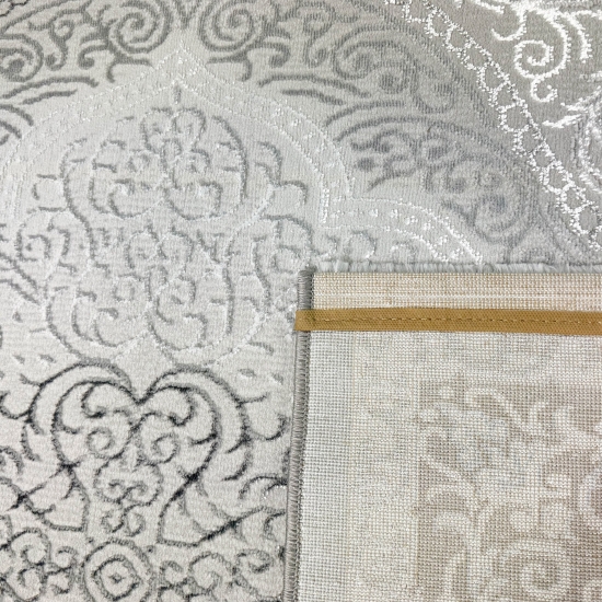 Orient Teppich mit Verzierungen Hoch-Tief Effekt grau beige