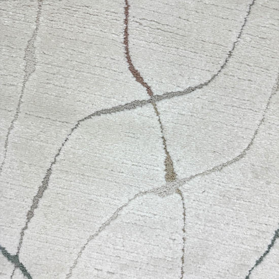 Wohnzimmer Schlafzimmer Teppich Linienmuster Gemälde creme weiss
