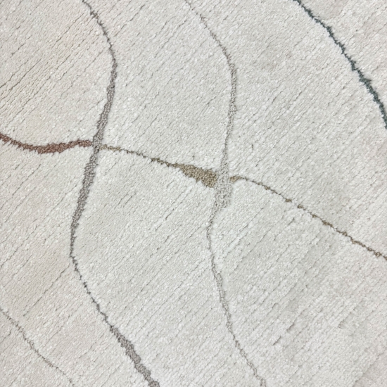 Wohnzimmer Schlafzimmer Teppich Linienmuster Gemälde creme weiss