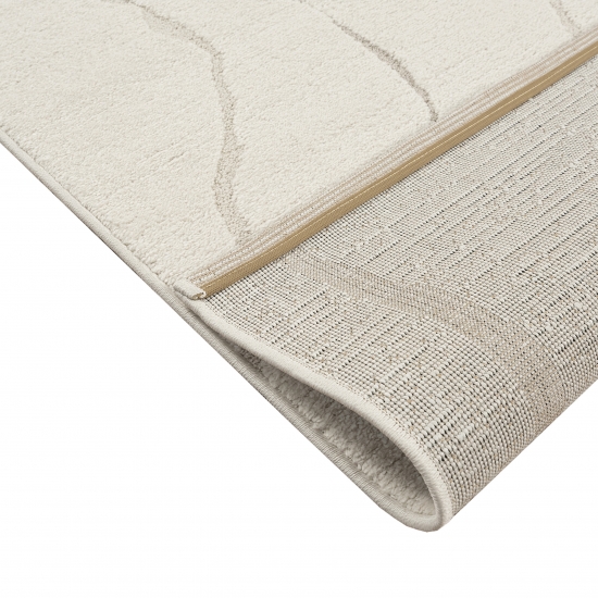 Wohnzimmer Schlafzimmer Teppich Linienmuster Gemälde creme weiss