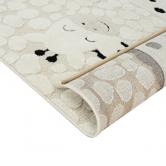 Kinderzimmer Spielzimmer Teppich mit fröhliche Giraffe Schadstofffrei in beige creme schwarz
