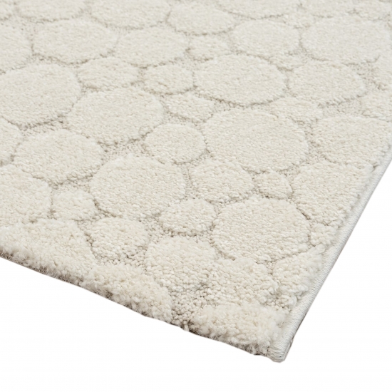 Wohnzimmerteppich strapazierfähig mit gepunktetem Design in Creme