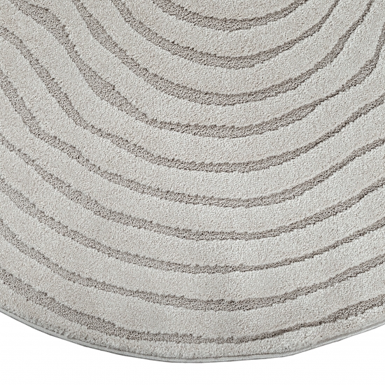 Preview: Runder Teppich grau mit 3D-Wellenmuster weich & modern für Wohnräume