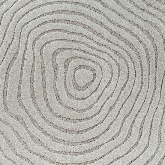 Preview: Runder Teppich grau mit 3D-Wellenmuster weich & modern für Wohnräume