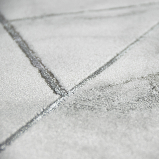Designer Teppich mit Marmor Optik und Glanzfasern in Grau